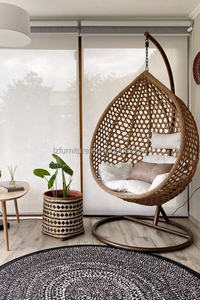 Silla Colgante con Marco Redondo de Ratán, Silla Columpio de Ratán para Jardín - Product Image 6