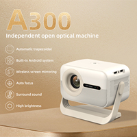 Projecteur intelligent Android 14 A300 1080P 650 ANSI Lumens avec autofocus, correction trapézoïdale, Wi-Fi, Bluetooth et décodage 4K pour Home Cinéma