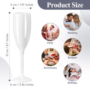 Flûtes à champagne incassables réutilisables en <span class=keywords><strong>plastique</strong></span> acrylique blanc avec logo personnalisé pour la fête de la douche nuptiale de mariage - Product Image 3