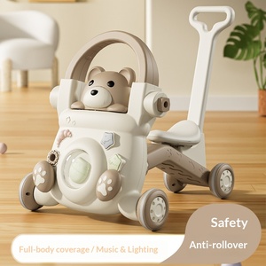 Trotteur bébé 4-en-1 en plastique, poussette anti-jambes en O, aide à l'apprentissage de la marche, jouet à s'asseoir, voiture à roulettes avec capacité de charge de 10 kg - Product Image 1