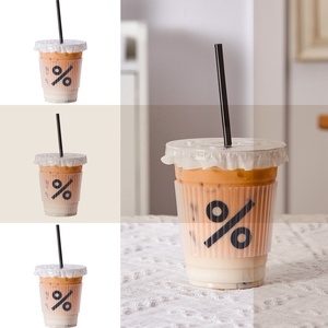 Bicchieri Monouso in PET da 16oz Stile Ins con Coperchi, Trasparenti, per Caffè Freddo e Tè al Latte da Asporto, Personalizzabili con Logo, Biodegradabili, Vendita all'Ingrosso - Product Image 3
