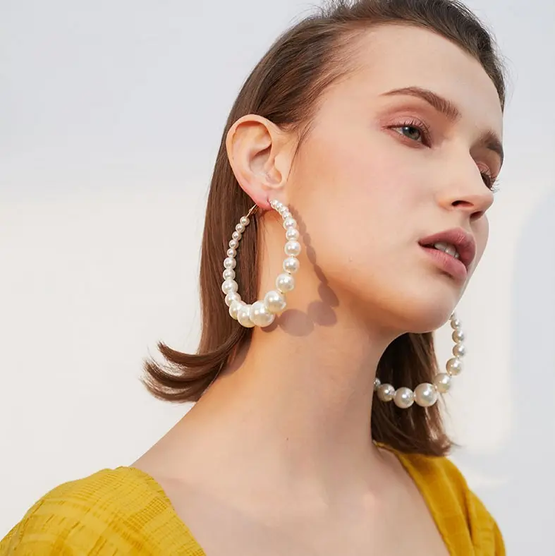 925 Silver Needle Overs ized Pearl Ohrringe Französische Mode Retro Perlen Ohrring für Großhandel Frauen