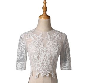 Lace Bolero <strong>Jackets</strong> for Evening Dresses <strong>Bridal</strong> <strong>Jackets</strong> O-Neck Lace Bride Shrugs Capes Party Wraps - Product Image 1