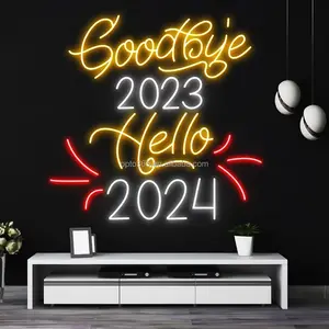 New Year Decor Goodbye 2023 Hello 2024 Marquee Logo Event & Party Decoration LED Night Light Wedding Home Custom Neon Sign