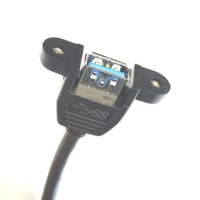 Kabel ekstensi USB 3.0 pria ke wanita, kabel ekstensi A male ke B male, kabel cetak biru hitam dengan mur M3 tetap untuk kabel data komputer