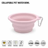Yunuoxi Bol d'eau pliable rose pâle pour animaux de compagnie 14cm 13cm, gamelle pliable en silicone pour chien 1.5cm plate 70g, vente en gros usine