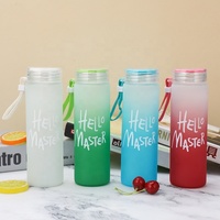 Tasses en verre dépoli étanche boisson jus cadeau de voyage bouteille en verre extérieur multicolore avec couvercle