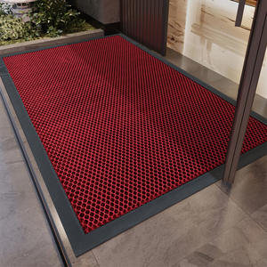 Paillasson rouge à boucles élastiques avec bordure noire, antidérapant, résistant à l'usure, pour entrée de maison, hall d'entrée, en PVC rectangulaire - Product Image 2