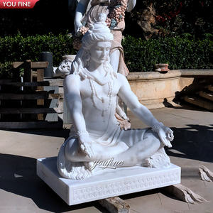 YOUFINE Handgeschnitzte Weiße Marmor Lord Shiva Statue für Außenbereich Tempel Garten Spirituelle Dekoration - Product Image 3