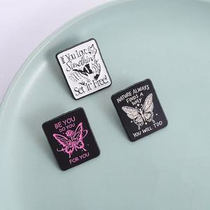 Broche de revers en alliage de zinc plaqué nickel noir avec citation inspirante et <span class=keywords><strong>motivante</strong></span> - Cadeau pour amis et enfants - Vente en gros - Product Image 3