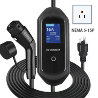 Chargeur EV portable OEM 3,5 KW Type 2 vers UK / Schuko / NEMA / SABS, station de recharge pour voiture électrique 16A avec grand écran