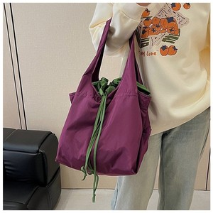 Sac de courses pliable transfrontalier en polyester avec cordon de serrage, sac fourre-tout pour femme, sac d'épicerie écologique imperméable - Product Image 3