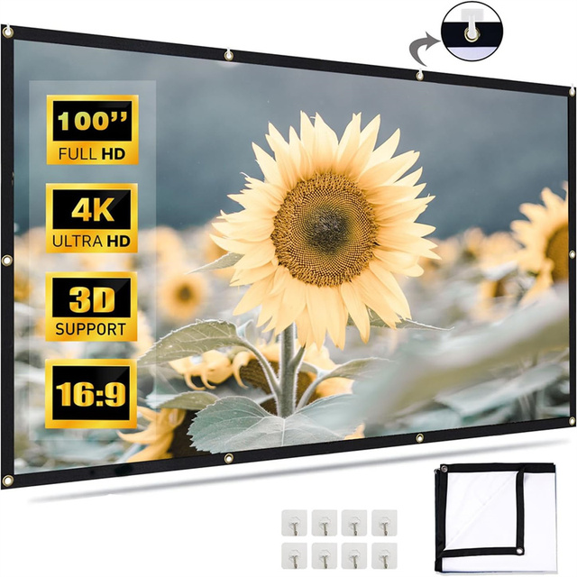 LeJiaDa Movie 120 Projector Screen 16:9 4k Foldable and Projector Theatre Projector Screen for Home Indoor Outdoor Projections
