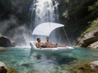 Lit flottant gonflable double avec auvent pare-soleil, en PVC épaissi résistant à l'usure, chaise longue aquatique pour piscine, plage, lac, loisirs adultes