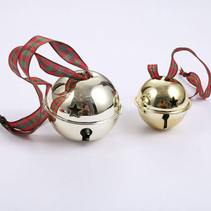 Natal Grande Tamanho 50mm Decorativo Xmas Metal Pendurado Jingle Bells com Pinha e Fita - Product Image 2
