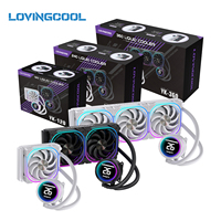 Lovingcool 300W TDP Radiateur 39mm à Roulement Céramique Pompe PWM 800-1800 RPM Refroidissement Liquide CPU pour LGA1851/1700 AM5/AM4 avec Cadre de Contact