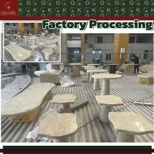 Mesa de Centro de Travertino GOLDKING para Sala de Estar, Mesa de Piedra Beige Natural, Muebles Modernos de Diseño Personalizado con Servicio OEM/ODM - Product Image 6