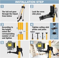Niveau laser professionnel télescopique 4.2m de qualité industrielle, trépied, ligne rotative, laser vert 1/4 "5/8"