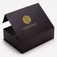 Boîte cadeau en carton rigide noir avec impression personnalisée du logo, fermeture magnétique