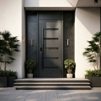 Pintu Masuk Modern Eropa untuk Villa, Pintu Pivot Hunian dari Baja Anti Karat 36 48 Inci, Pintu Eksterior untuk Rumah