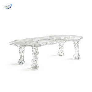 Table à manger en acrylique transparent, style cristal en résine faite à la main, table de réception, mobilier personnalisé pour salon, hôtel, club - Product Image 6