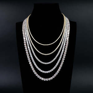 Collier Chaîne Tennis Personnalisé pour Hommes et Femmes en Argent Sterling 925, 2-6mm, avec Diamants Moissanite Certifiés VVS, Effet Glacé - Product Image 2