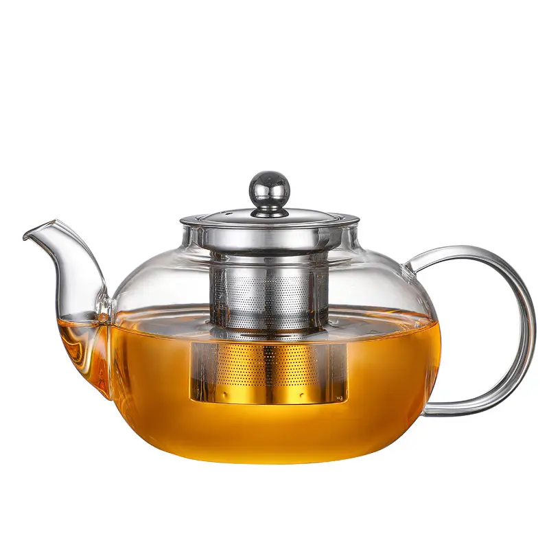 600ml/800ml/1000ml Transparent high borosilicate heat resistant glass teapot with infuser