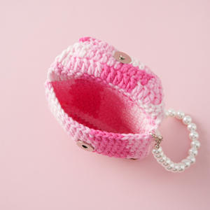 Tissage fait main étudiant créatif méfait sac main fil mélangé petit monstre carte sac perle chaîne poche portefeuille laine sac - Product Image 4