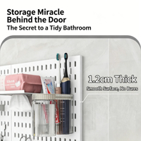 Organisateur mural sans perçage pour panneau perforé, support de salle de bain DIY avec accessoires pour sèche-cheveux et articles de toilette sur comptoir