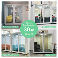 Cabine de réunion mobile moderne pour 4 personnes, insonorisée, acoustique, avec éclairage LED, pour collaboration sur site, conversation privée, grande taille