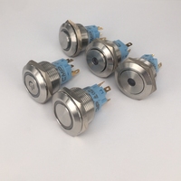 Interrupteur à bouton-poussoir métallique étanche CMP 22 mm, 12 V 24 V, éclairage LED, momentané ou à enclenchement, en acier inoxydable