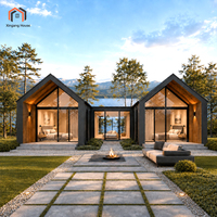 Villa modulaire isolée à double unité résistante aux ouragans, en acier léger LGSF, préfabriquée, vue sur le lac, pour projet hôtelier