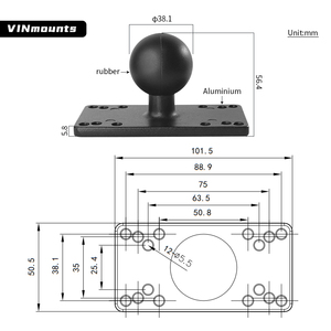 Soporte VINmounts para Sonda de Pesca Helix 7 con Base Rectangular de Bola de 1.5 Pulgadas, Compatible con Brazo de Doble Enchufe Tamaño C RAM, Soporte Marino para Kayak - Product Image 2