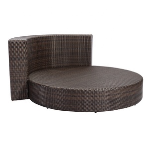 Hiện đại màu nâu hồ bơi bãi biển wicker nhôm sunbed ngày giường ngoài trời Patio Vòng mây Chaise phòng chờ đi văng - Product Image 5