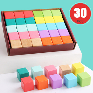ブナの木の自然カラフルなキューブカスタムロゴビルディングブロックモザイク木製キューブ - Product Image 4