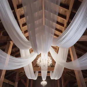 Cortinas de techo blancas para cortinas de techo de boda Tela de drapeado de arco de boda de 5 pies x 10 pies