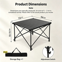Table pliante d'extérieur légère et portable au design moderne, réglable en hauteur, pour le camping, le marché, les pique-niques, en acier au carbone