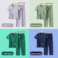 Tenues de travail unisexes à manches courtes en tissu polyester Dobby élastique à séchage rapide pour salles d'opération et cliniques dentaires