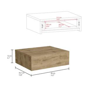 DB Milano Macadamia Mesita de noche flotante con espejo Cajón de mesa auxiliar montado en la pared para dormitorio Estilo minimalista para uso en apartamentos - Product Image 3
