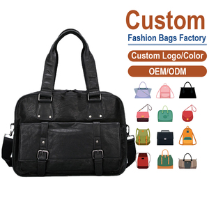 Sac messager vintage en cuir noir pour homme - Double boucle frontale, OEM pour les marques recherchant un style utilitaire et polyvalent - Product Image 1