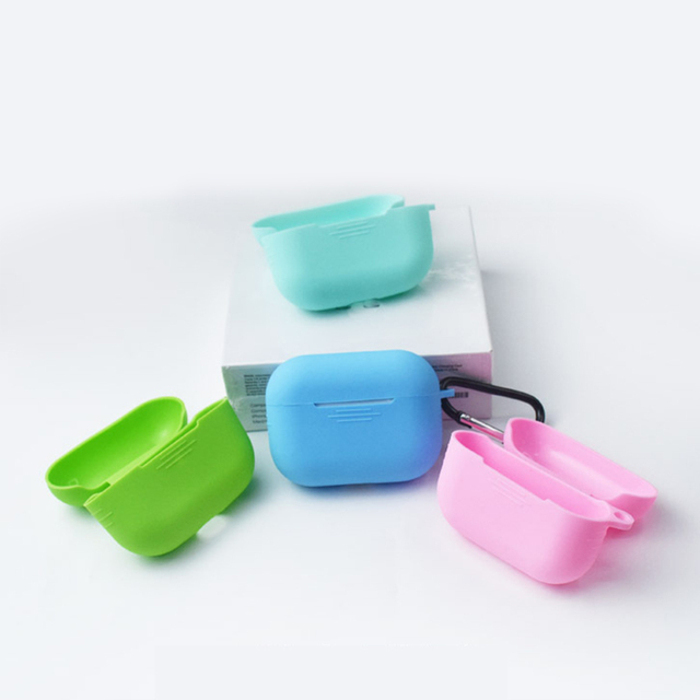 Professional Wholesale with Keychain Solid Color Earphones Silicone case for Airpodss Pro Cover for Airpodes Pro 3 case