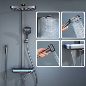 Sistema de Ducha Digital para Baño con Grifo en Color Gris Piano, 4 Funciones, Agua Fría y Caliente, Juego de Ducha Inteligente - Product Image 2