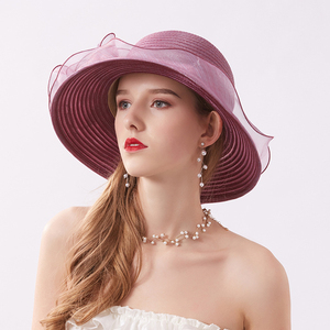 Chapeau d'été pour <span class=keywords><strong>femme</strong></span>, élégant, en organza, à large bord, idéal pour mariage, cérémonie, ou thé en compagnie - Product Image 4
