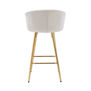 Set of <b>2</b> 30-Inch Modern Metal Frame Velvet <b>Bar</b> <b>Stools</b> with Chrome Footrest Golden Legs Adjustable Height for Kitchen Use - Product Image 4