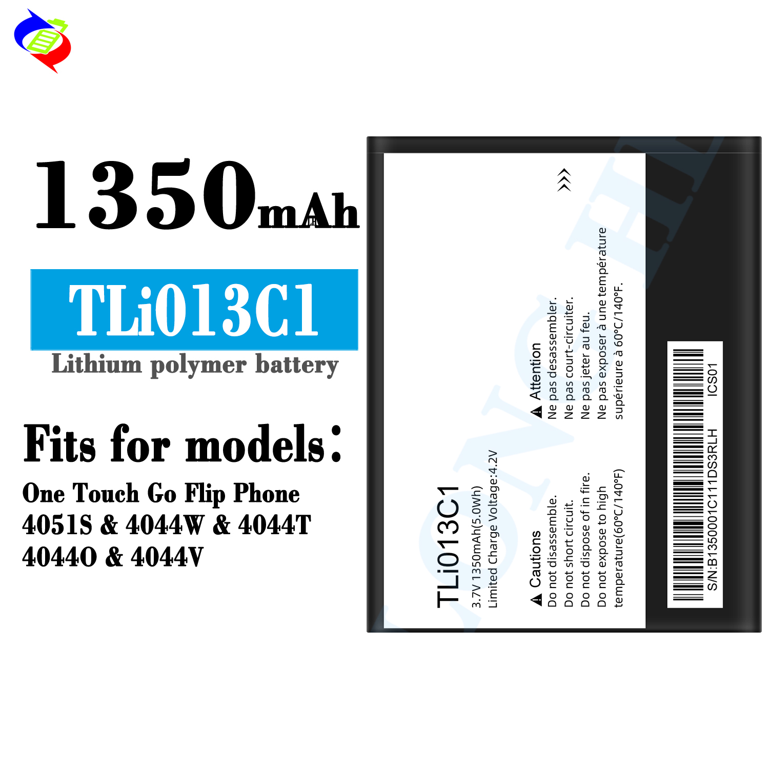 Batteria per smartphone TLI013C1 Go Flip 5, 3.7V, 1350mAh