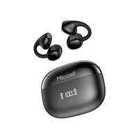 Miccell Grosir Earbud Nirkabel Ringan Model Jepit dengan Bluetooth 6.0, Earphone Suara Hi-Fi untuk iPhone, Aktivitas Luar Ruangan