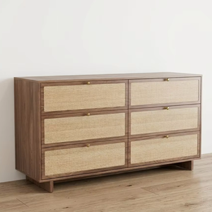 Commode en teck massif Viona avec 6 tiroirs, écologique et durable, pour chambre ou entrepôt - Product Image 6