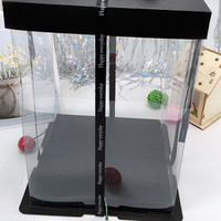 Boîte cadeau transparente de luxe BLH en PVC 40cm 25cm avec mousse PE, ours en peluche en fleurs artificielles, cœur pour la remise des diplômes, la Saint-Valentin