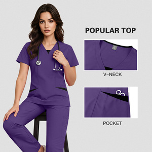 42337 Özel Tasarım Cerrahi Üniforma Takımları; 3 Parçalı Giyim Tarzı Medikal Üniformalar Çiçek Desenli Kadınlar İçin Bluzlar Hemşire Kıyafetleri - Product Image 3