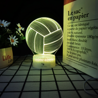 Lampe de chevet LED USB 3D en acrylique personnalisée avec design de basketball, football, volleyball, baseball, cadeau d'activité, lumière de chambre à coucher